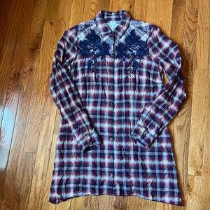 Johnny Was Flannel Tunjc with Embroidery